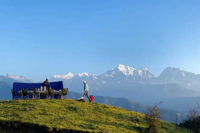 Trekking de campamento en las estribaciones del Everest