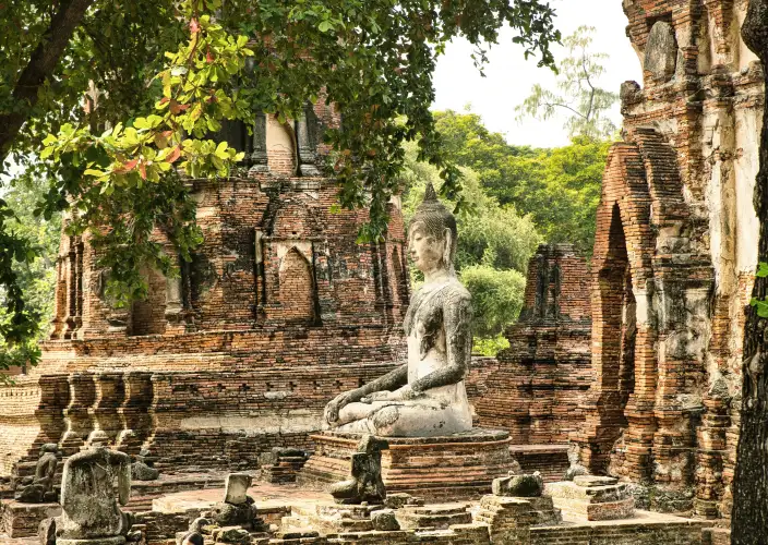 Thailand in zijn geheel - AYUTTHAYA – LOPBURI – SUKOTHAI. Ayutthaya, Wat Mahathat en Lopburi - Foto van de dag
