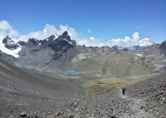 Trekking in de Condoriri-groep (Cordillera Real, Bolivia) en de Uyuni-zoutvlaktes (ATC 15) - Laguna Ajwani - Laguna Jurikhota - Foto van de dag