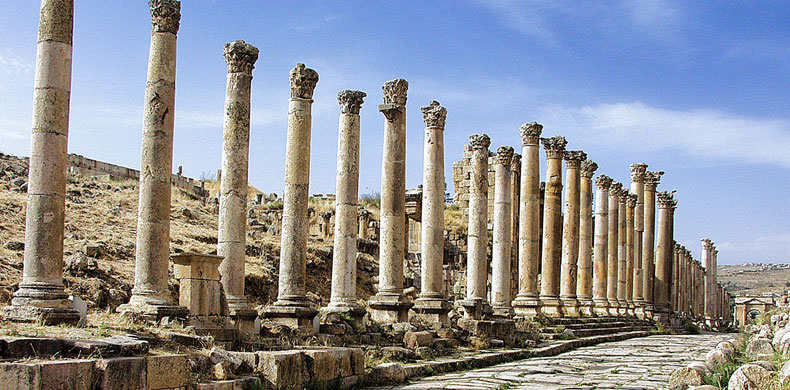 Le temple d'Artemis à Jerash en Jordanie