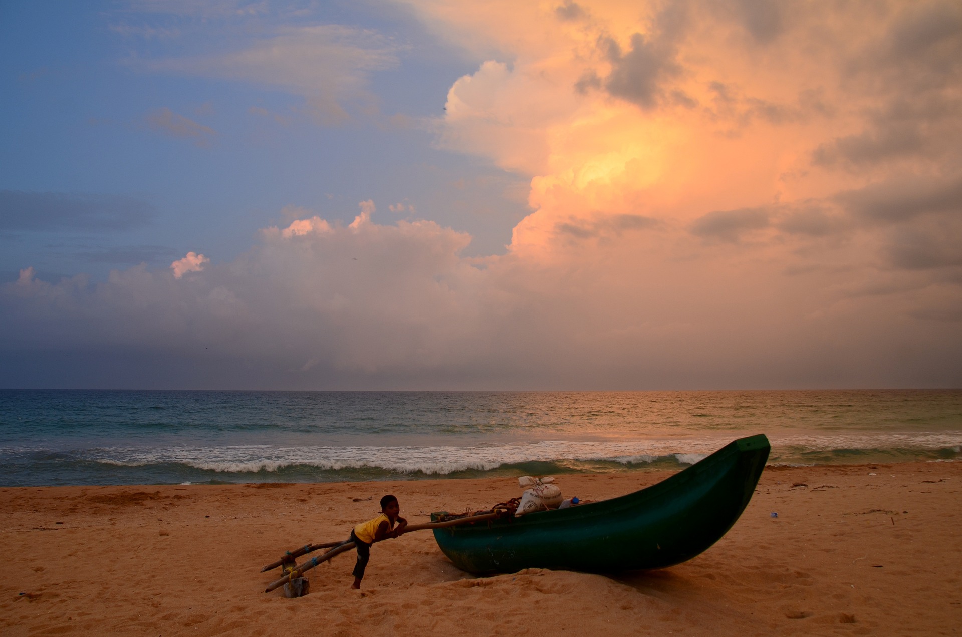 Sri Lanka Plage Bateau le couché de soleil