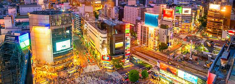 Vue panoramique sur la ville de Shibuya