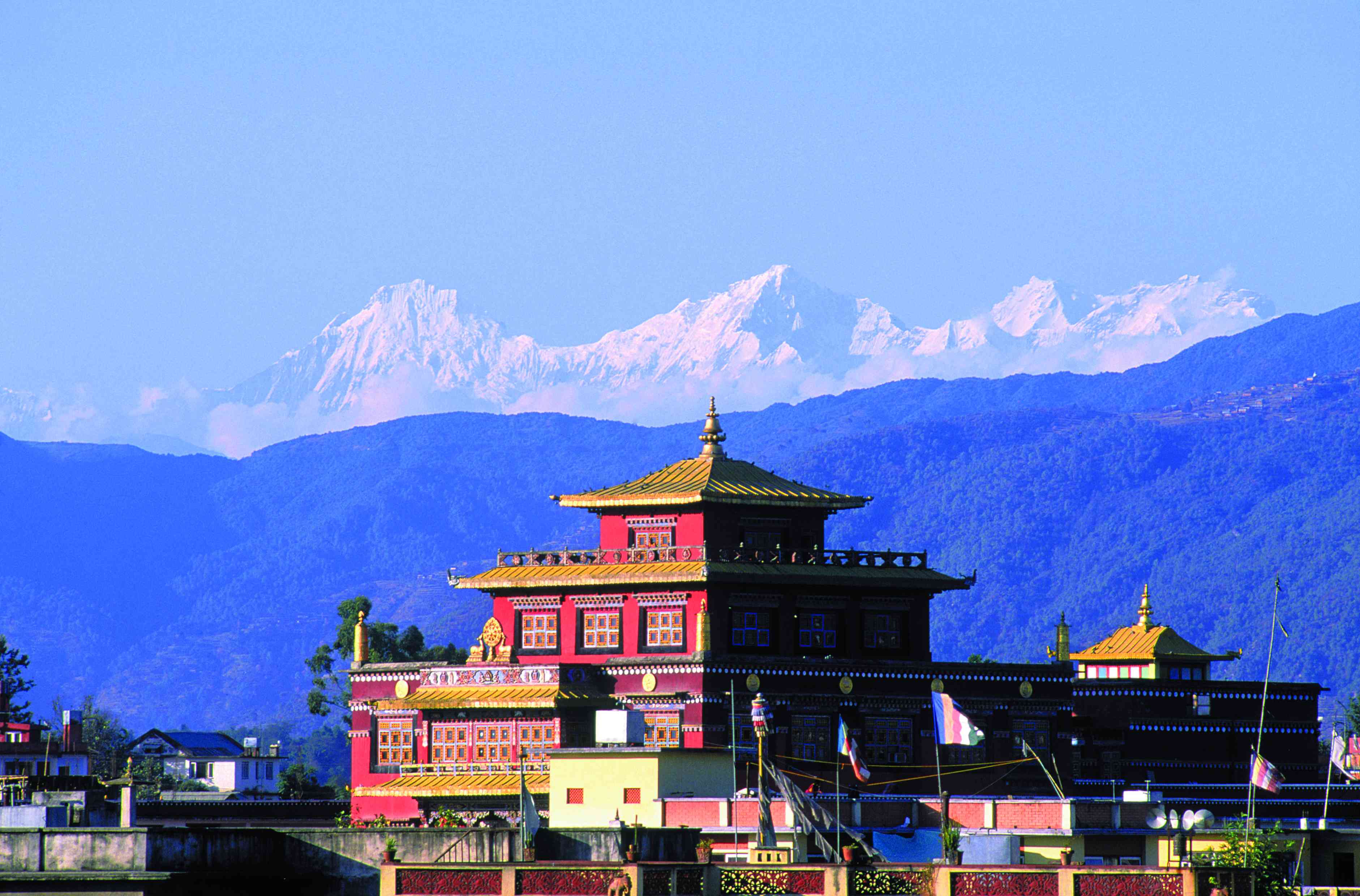 Monastère bouddhiste de Bodnath au pied de l'Himalaya.