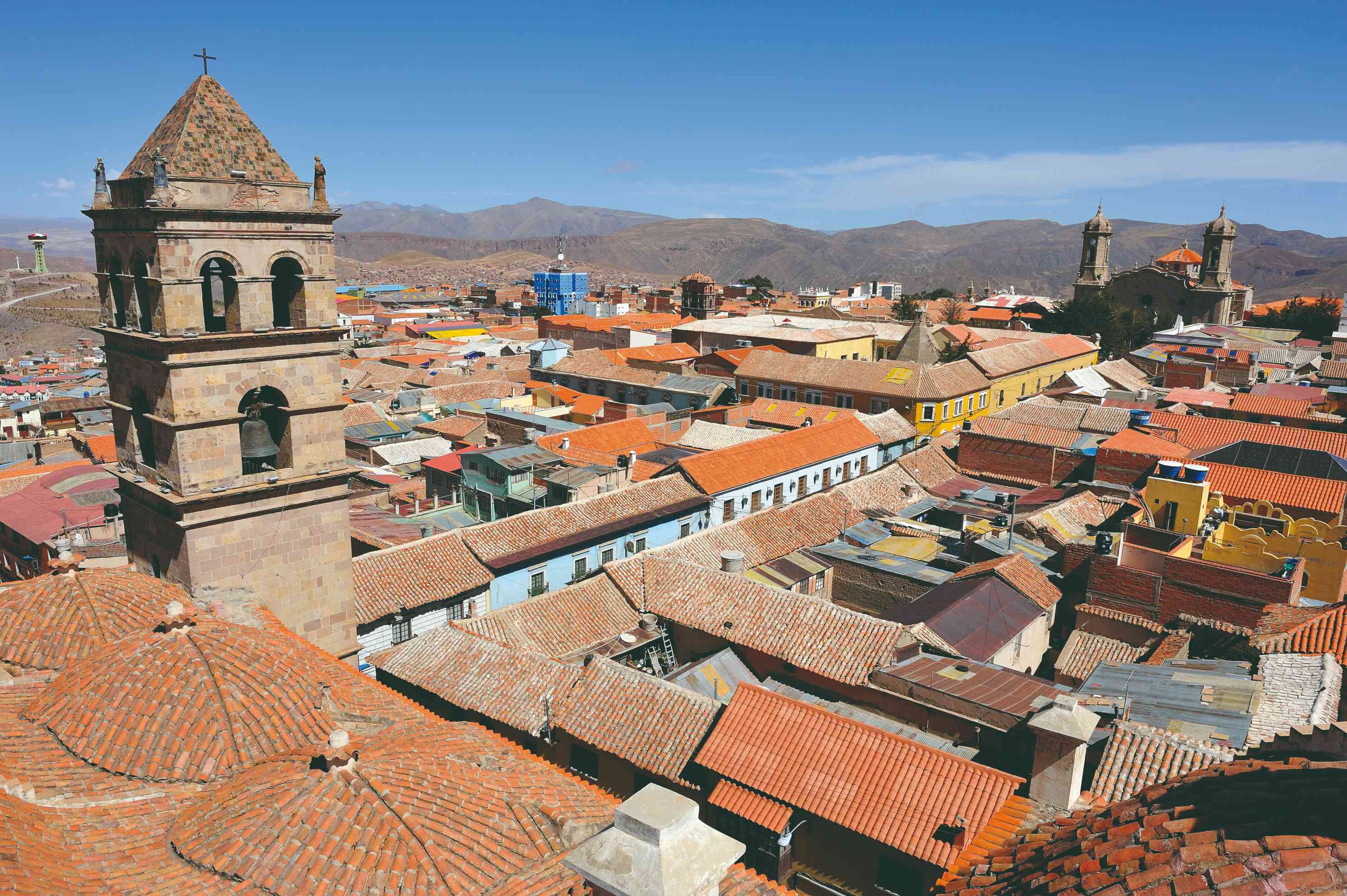 Vue sur le centre ville de Potosí depuis le clocher de l'église de San Francisco.