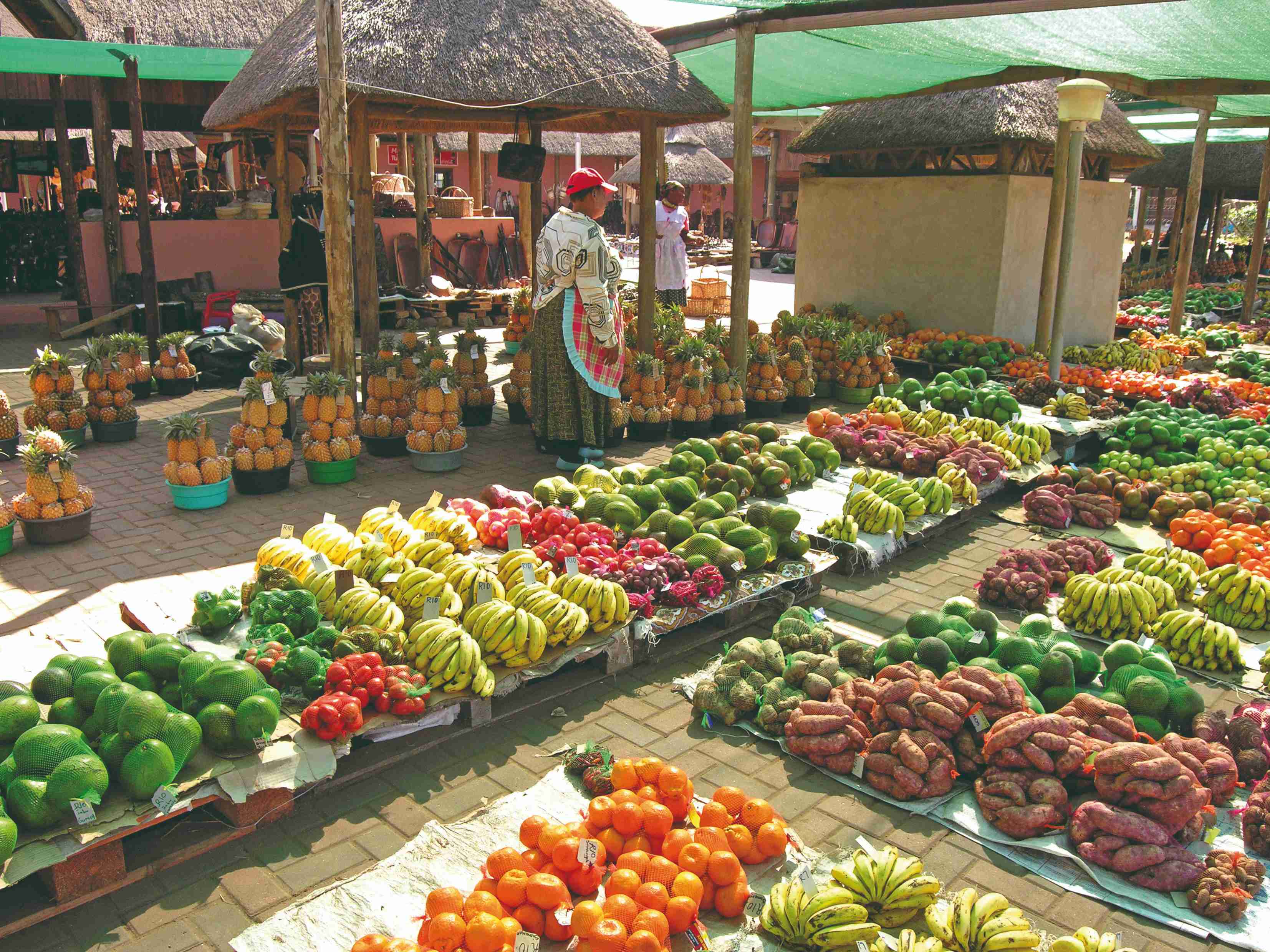 pays Zoulou, Zamimpilo, marché, étal de fruits et légumes