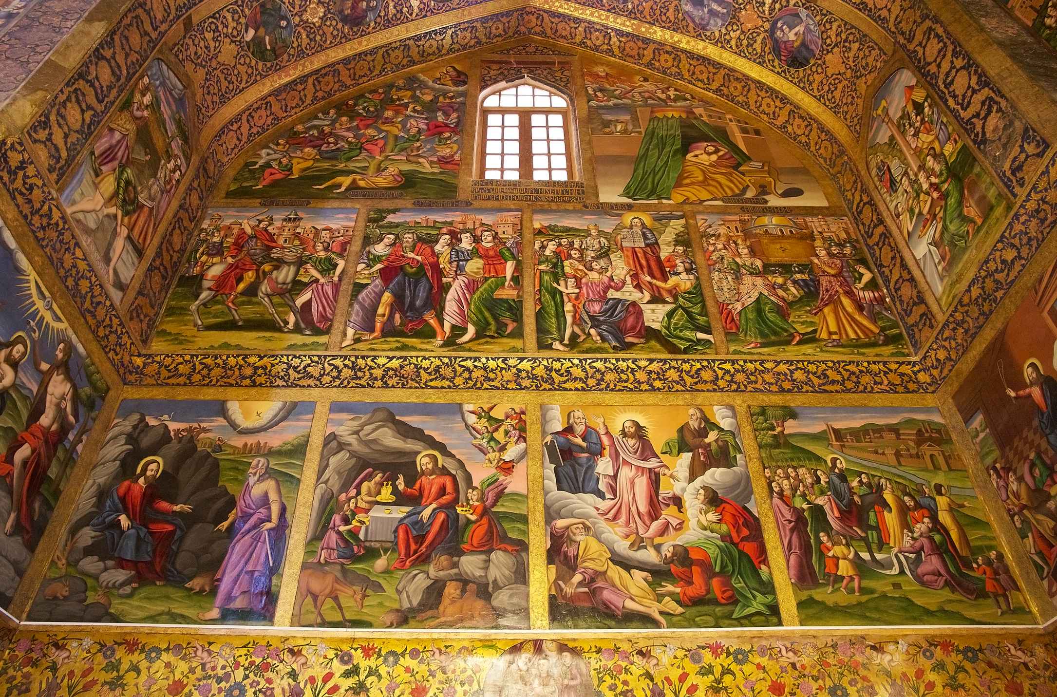Peintures murales de la salle de banquet du palais Chehel Sotoun, Ispahan.