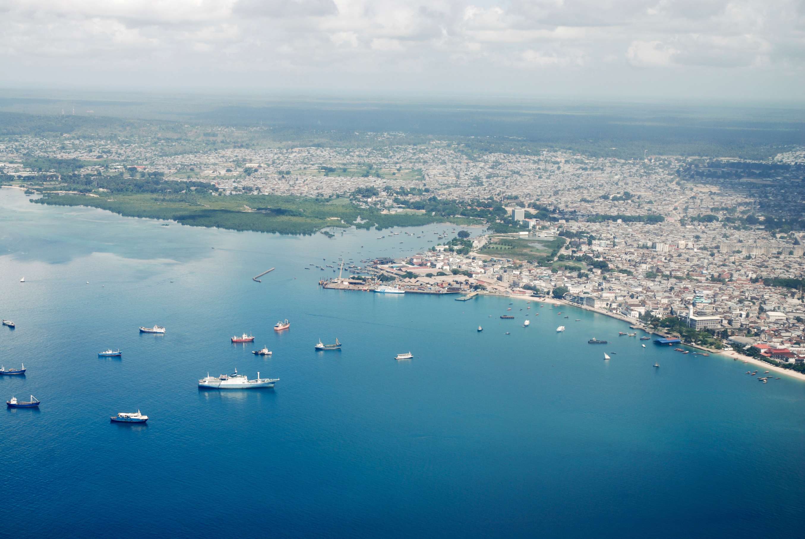 Vue aérienne de l'archipel de Zanzibar.